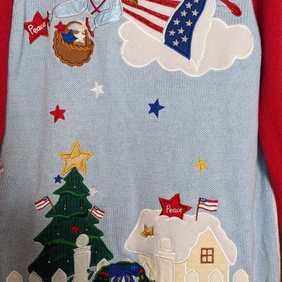 The Quacker Factory Vintage V-Neck Christmas Cardigan Snowman Angel Size M - Picture 8 of 8